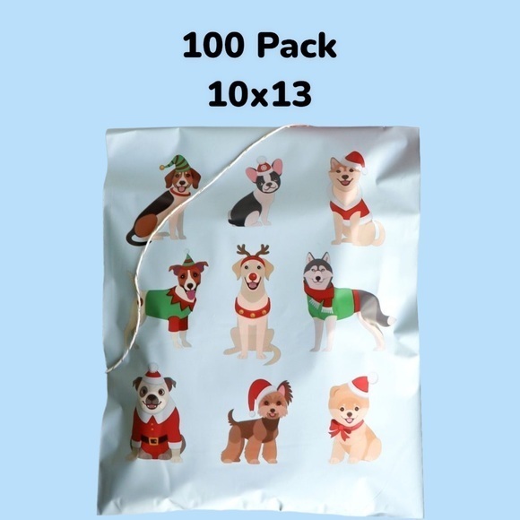 Other - 100 Pack of 10x13 PolyMailers - Winter Holiday Puppy Love